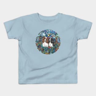 Blenheim Cavalier & Tri Cavalier in Garden Paradise Kids T-Shirt